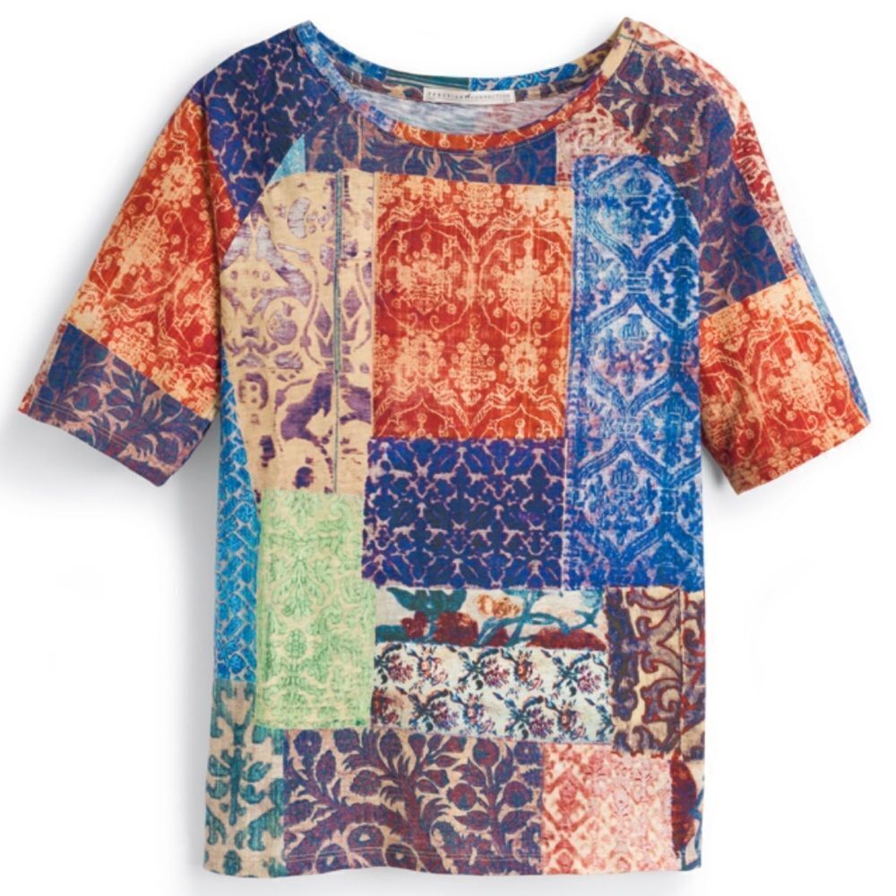 Peruvian Connection Patchwork Tee Women’s Size Xs… - image 3